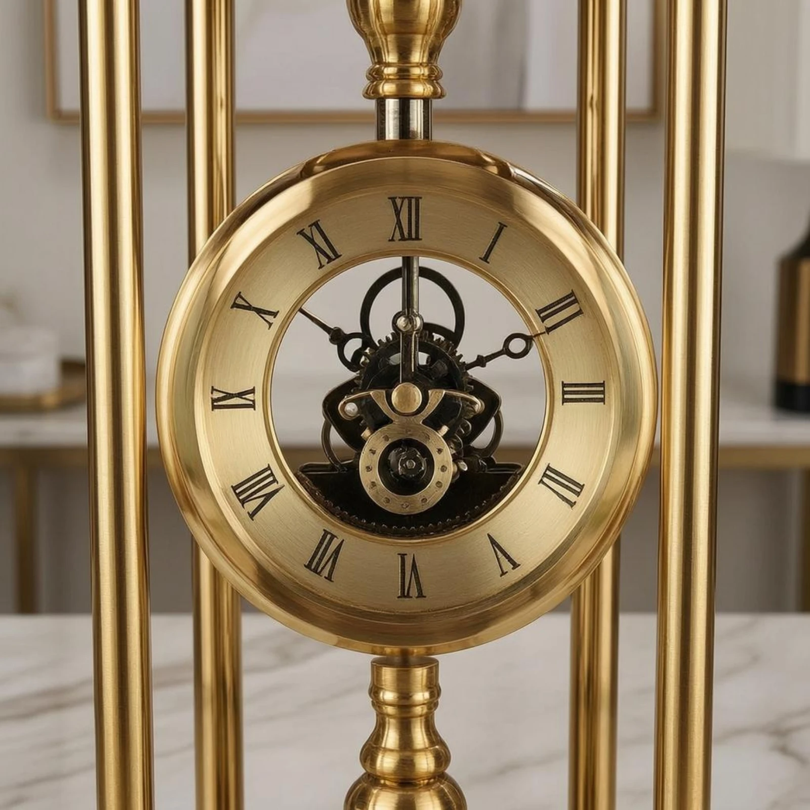 Pendulum Clock Vintage Bracket Clock Home Decor Gold-Tone Decorative