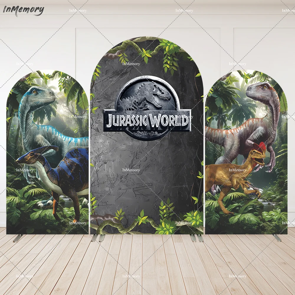 

Custom 2-Sided Jurassic Park Dinosaur Party Arch Wall Cover Boy Birthday Party Arched Backdrop Background Baby Shower Banner