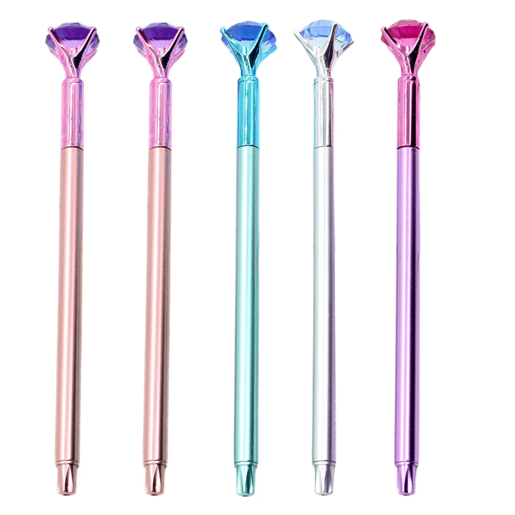 

5pcs Diamond Pen Black School Portable Plastic Student Supplies Lightweight Quick Dry Ink Smooth