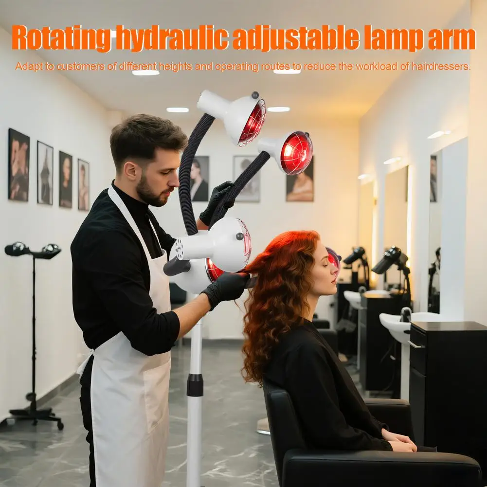 Portable Floor Hair Dryer with Adjustable Temperature 750W 5 Head Standing Salon Hair Dryer Stand-Up Color Processor
