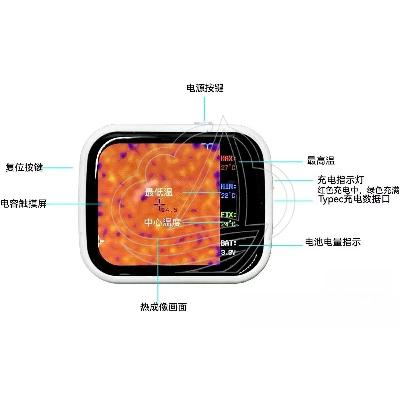 Mini Handheld Thermal Camera Floor Leak Electrical Fault Check Multi-function Temp Tester