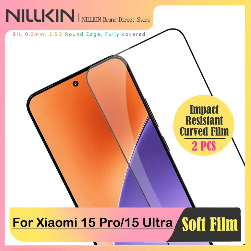 

NILLKIN Impact Resistant Curved Screen Protector for Xiaomi 15 Pro/15 Ultra, 2 Pcs HD Soft Film, Anti-Fingerprint, Anti-Scratch