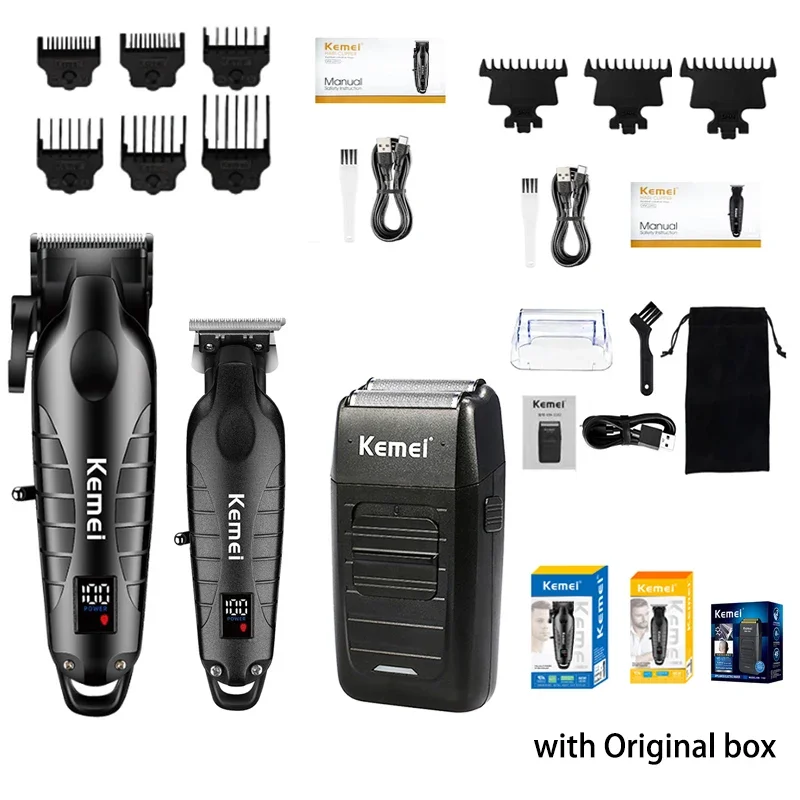 Kemei KM-2290 KM-2293 KM-1102 Hair Clipper Kit for Men Electric Shaver Hair Trimmer Professional Cutting Machine Clippers Men