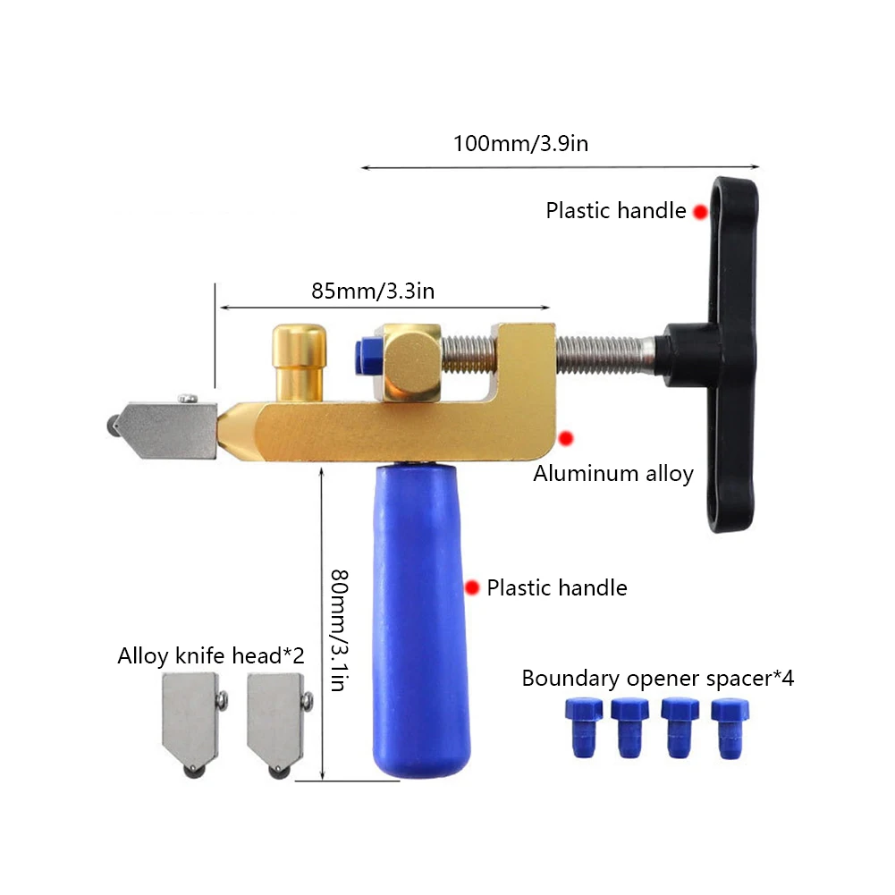 Glass Ceramic Tile Cutter with Knife Wheel 2 in 1 Manual Tile Glass Cutting Tool Kit Cutting Machine Opener Breaker Hand Tools