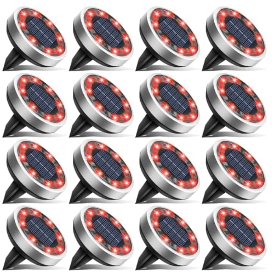 

1 Solar Lights Outdoor, 8 LED Solar Ground Lights IP65 Waterproof Flat Solar Disc Light, Pathway Lights for Garden Lawn Patio Y