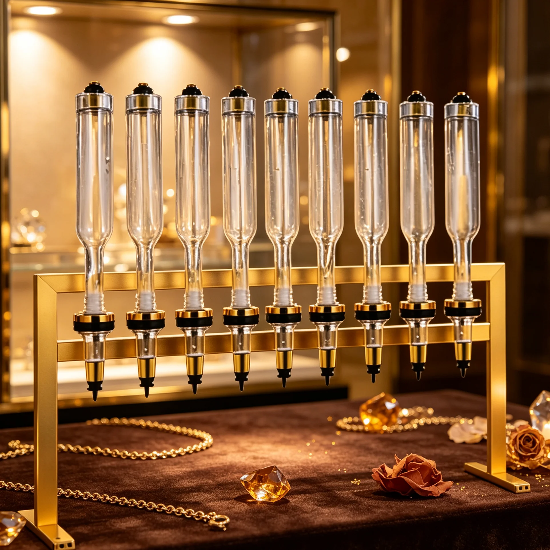 Perfume Fragrance Holder - Gold 8 Bottle Perfume Dispenser 375ML