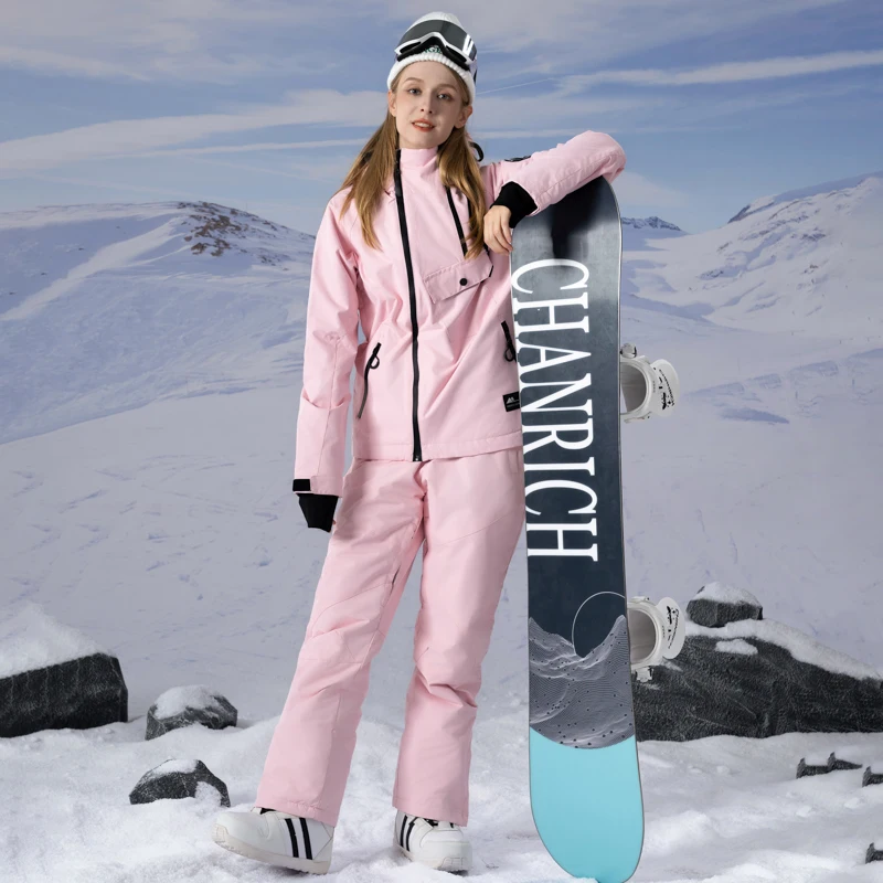 Thickened Ski Suits for Men and Women, Mountain Snowboards, Snow Pants, Windproof, Waterproof, Warm, Couple Set