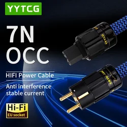 YYTCG HIFI EU/US pozłacane Schuko kabel zasilający Hifi kabel zasilający Hi-end 7N OCC Audiophile europejski AC przewód zasilający, kabel