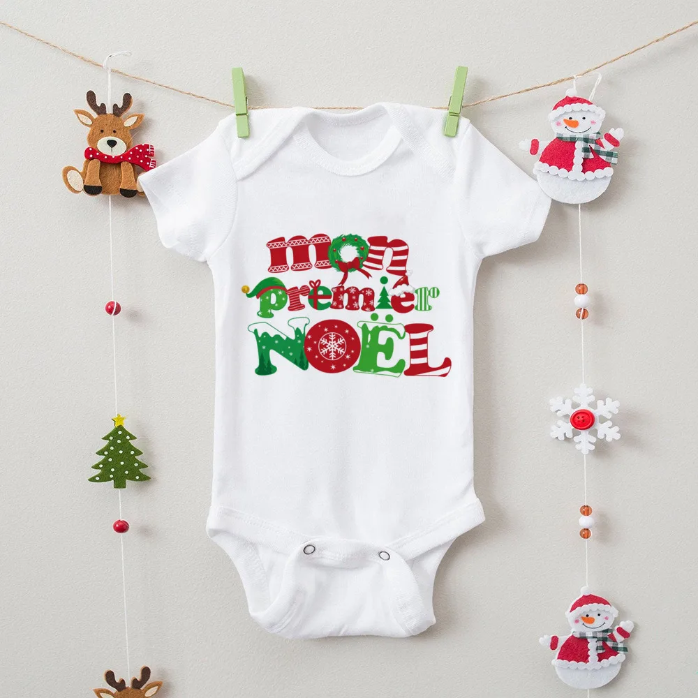 First Christmas Newborn Bodysuit Body Baby Clothes Kids Playsuit Xmas Party Gift Boys Girls Rompers Short Sleeve Infant Jumpsuit