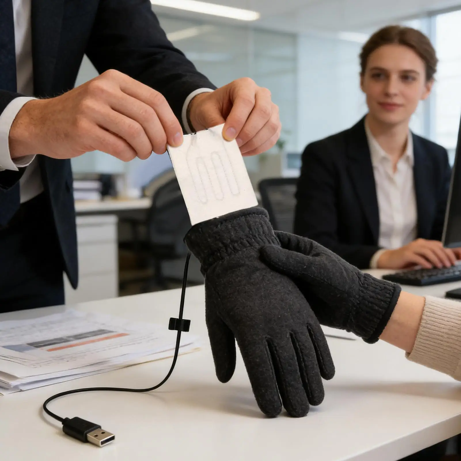 Gloves Heating Pad 5V Fast Heating Energy-Saving Cold Weather Heated Finger Gloves Pad For Men Women Home Office Outdoor