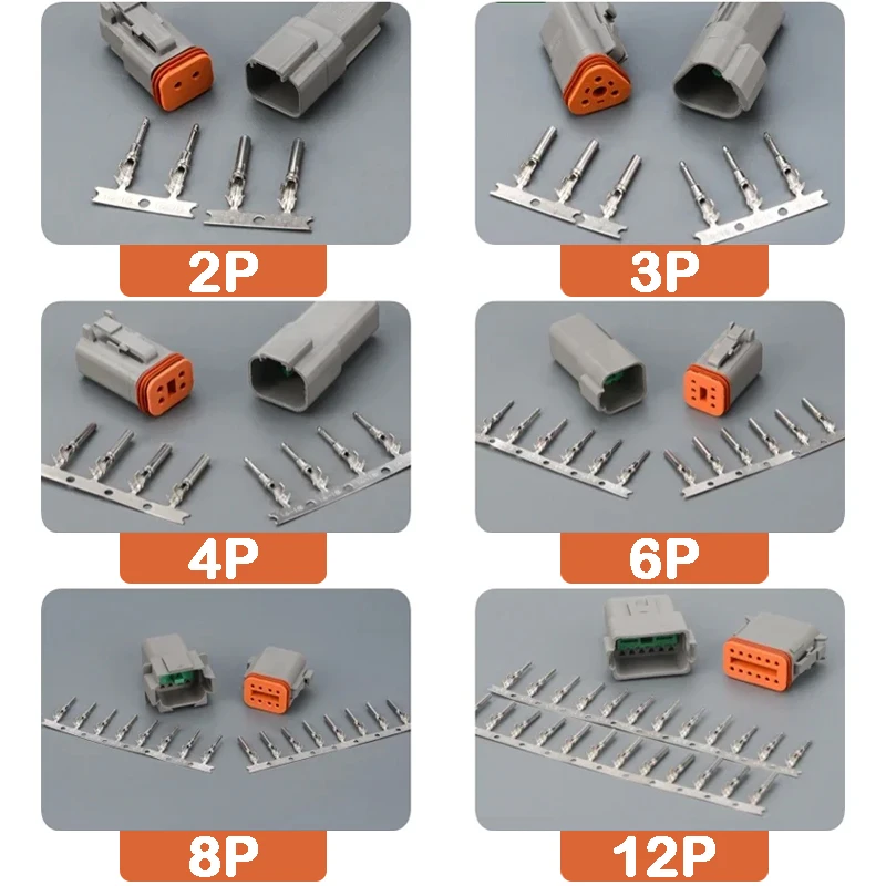 

5/10/100Sets DT Waterproof Automotive Connector Plug Kit DT06-2S/DT04-2P 3P 4P 6P 8P 12P Plug Socket For Automobile 22-16AWG