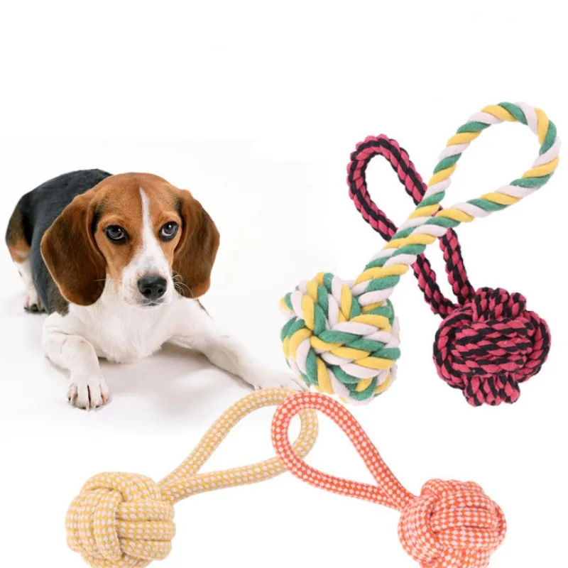 Dog Toys Cotton Rope Bite Resistant Dogs Toy Woven Ball Toys for Dog Teeth Cleaning Training Cotton Rope Interactive Dogs Toy