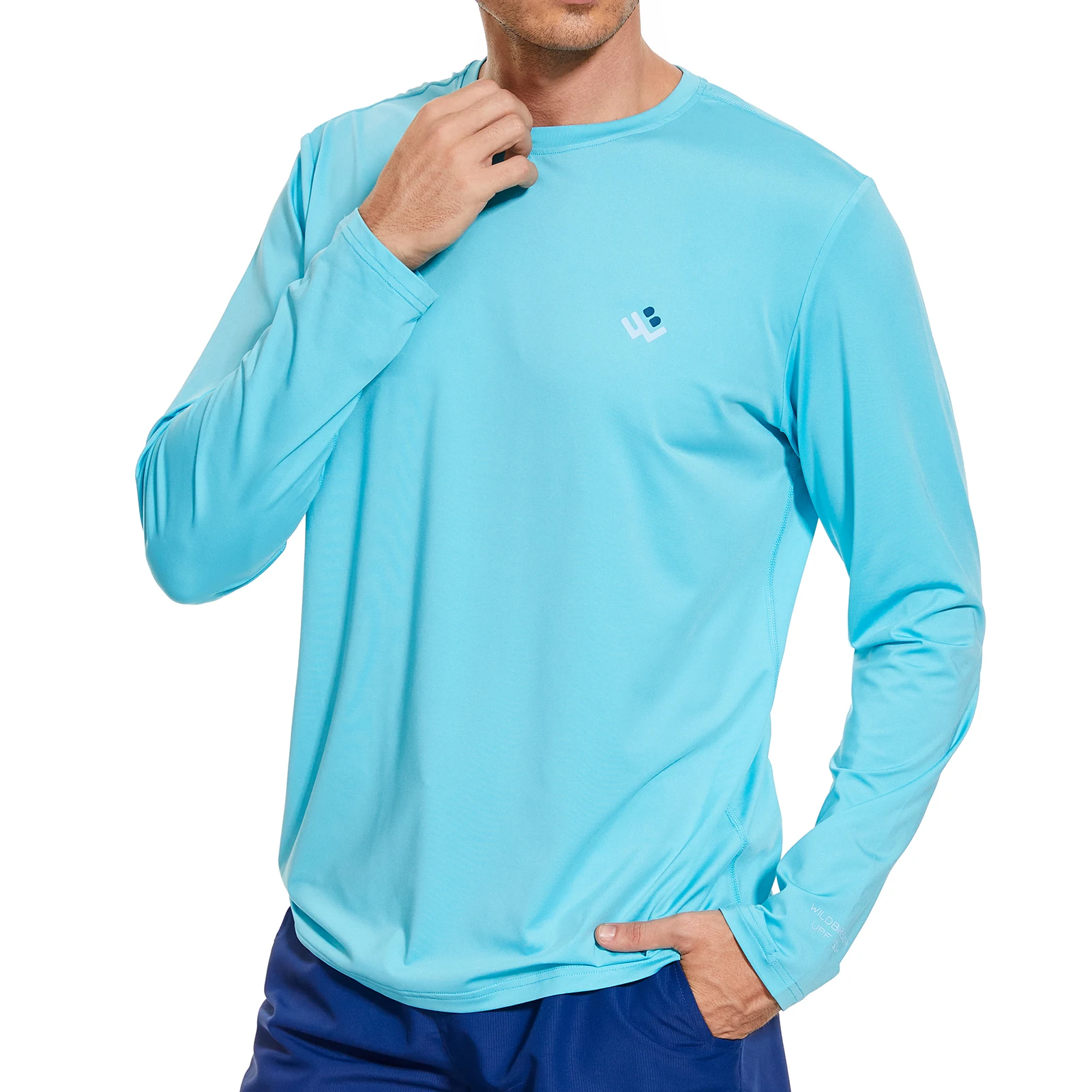 WILDBREATH Men’s UPF 50+ Lightweight Long Sleeve Casual T-Shirt Quick Dry UV Sun Protection for Outdoor Beach Hiking Exercise