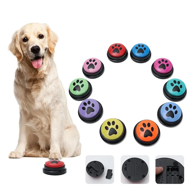 6pcs Dog Toys Pet Training Button With Cute Claw Print Pattern Pet Voice Recording Communication For Dog Talking Dog Accessories