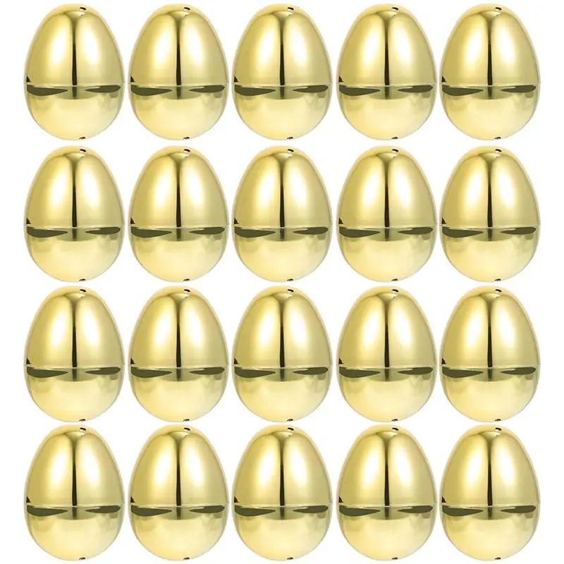 

20Pcs Plastic Easter Golden Egg Easter Egg Hunting Fillable Egg Plastic Filler Eggs Easter decorations simulate golden open eggs