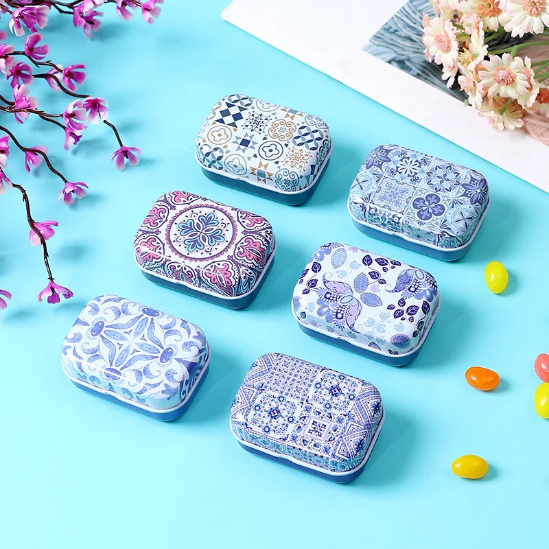 1/3/6PCS Flip Cover Tin Box Mini Rectangular Iron Box Decorative Box Portable Small Storage Cans Candy Pills PaperClip CuteStyle
