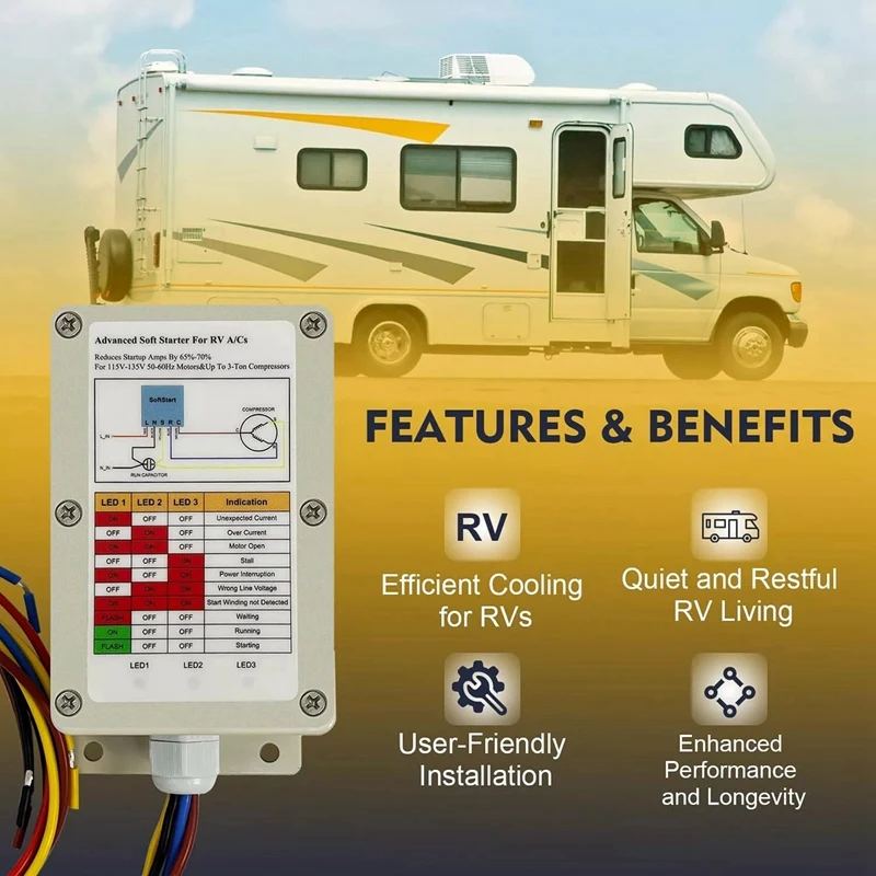 Soft Starter Kit,ASY-364-X20-IP 364 High Performance Fit For All RV A/C Applications