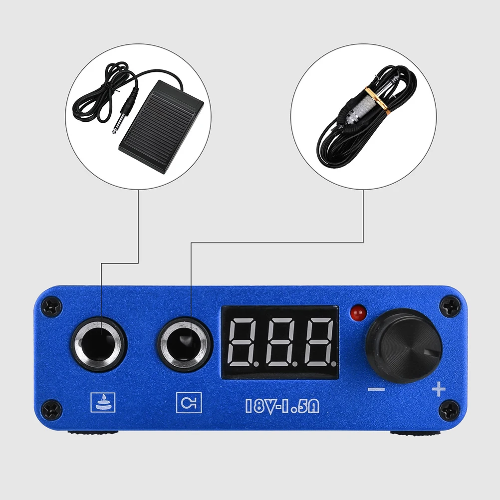 

LED Digital Display USB Aluminum Alloy Tattoo Power Voltage Regulator Blue Stable Performance Tattoos Power Supply