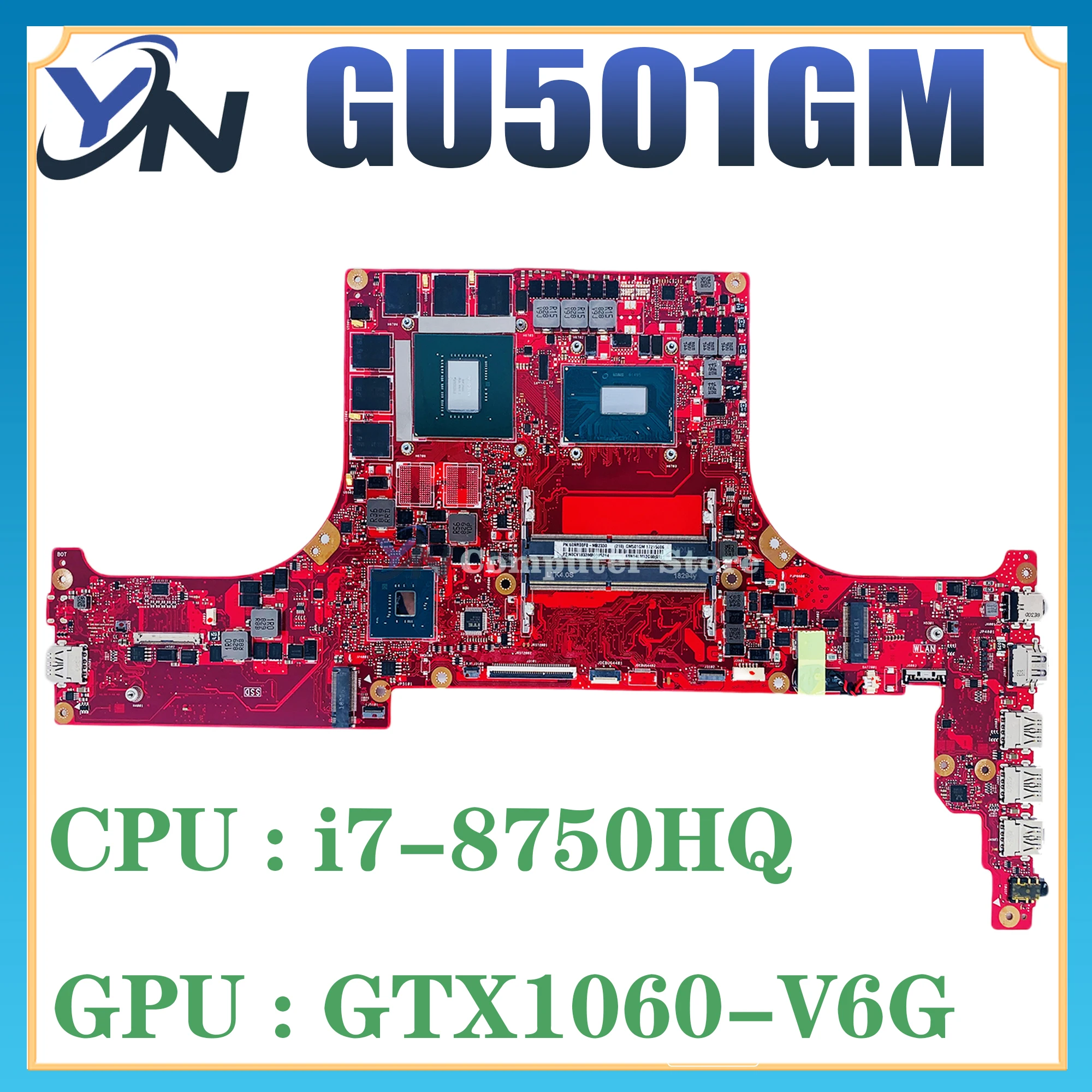 

GU501GM GM501GM MAINboard For ASUS ROG Zephyrus GU501GS GM501GS Laptop Motherboard W/ I7-8750H GTX1060 GTX1070 100% Tested OK