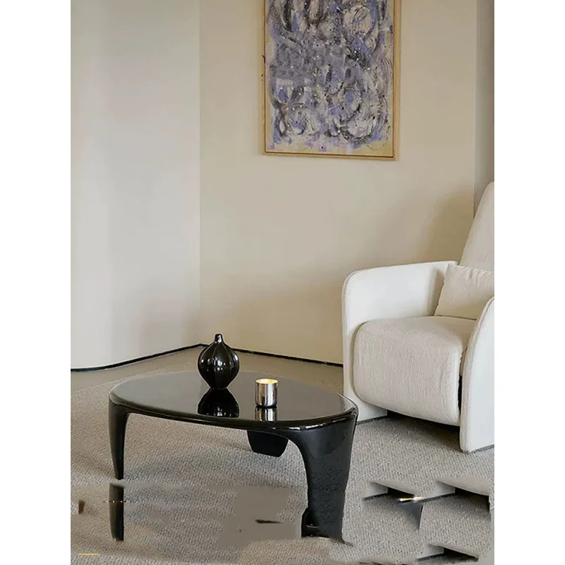 French-style Zen-shaped Coffee Table for Living Room - Designer with Solid Fiberglass Ellipse