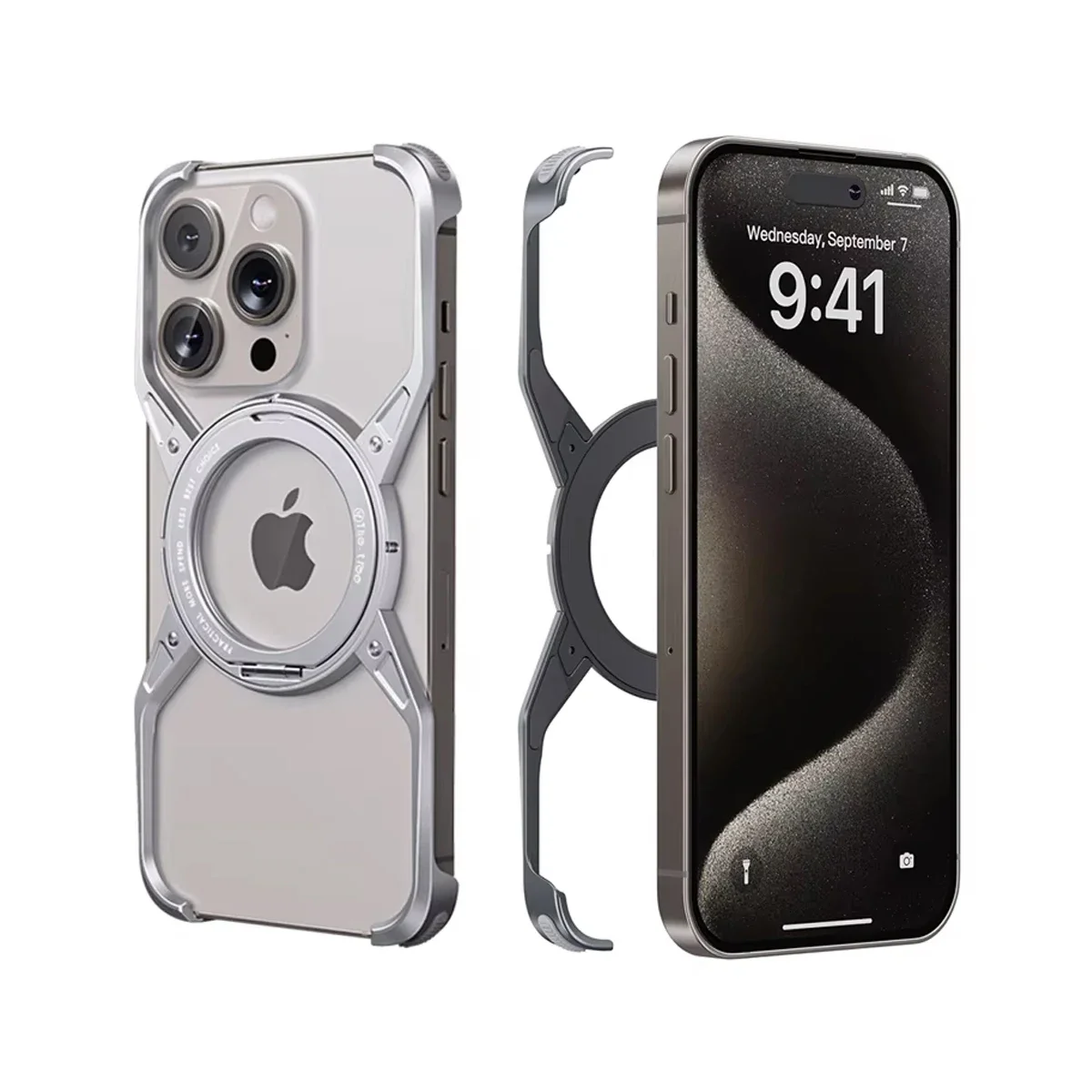 

Aircraft Aluminum Bumper Type Phone Case for Apple Iphone 13 14 15 Pro Max Corner Drop Protection Compatible with Magsafe Shell