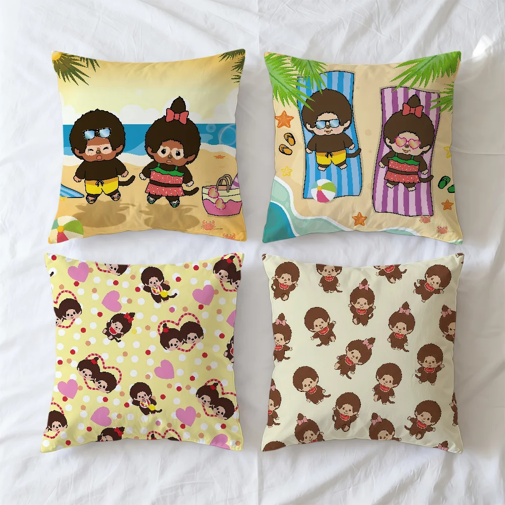 CUTE CARTOON M-MonchichiS Cushion Cover Square Decorative Throw Pillow Case Sofa Bed Living Room Anniversary Gifts