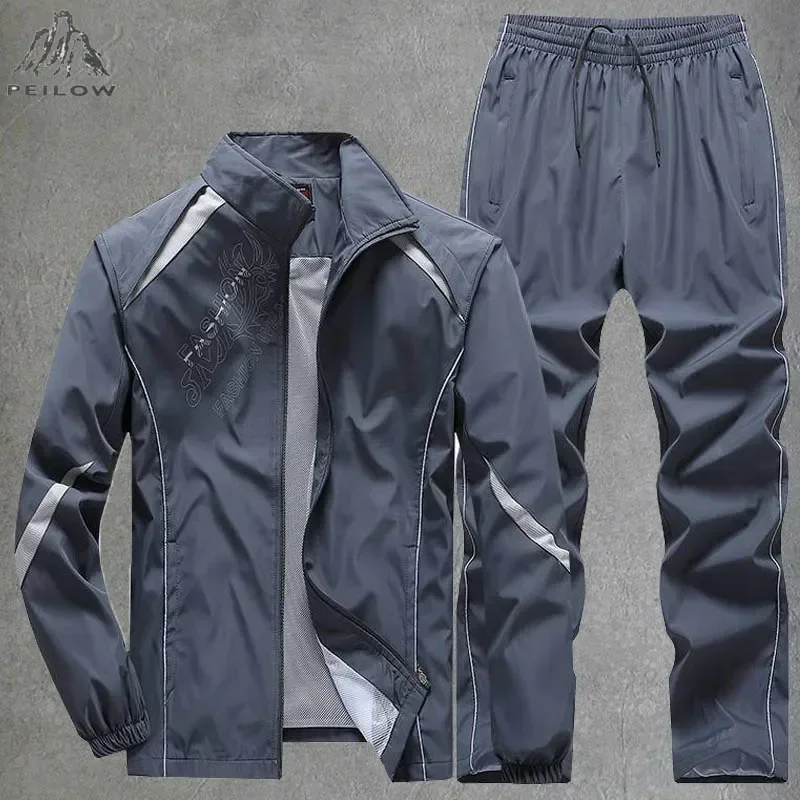 Men Sportswear New Spring Autumn Running Tracksuit 2 Piece Sets Sports Basketball Suit Jacket+Pant Sweatsuit Men Brand Clothing