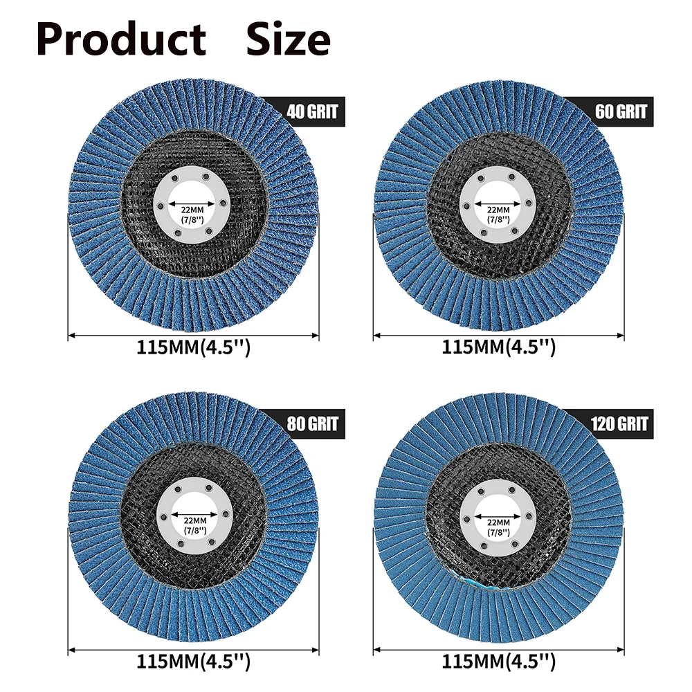 4.5-inch Zirconia Flap Discs Sanding Discs 115mm Grinding wheel AngleGrinder Accessories for Metal Rust Removal & Wood Deburring