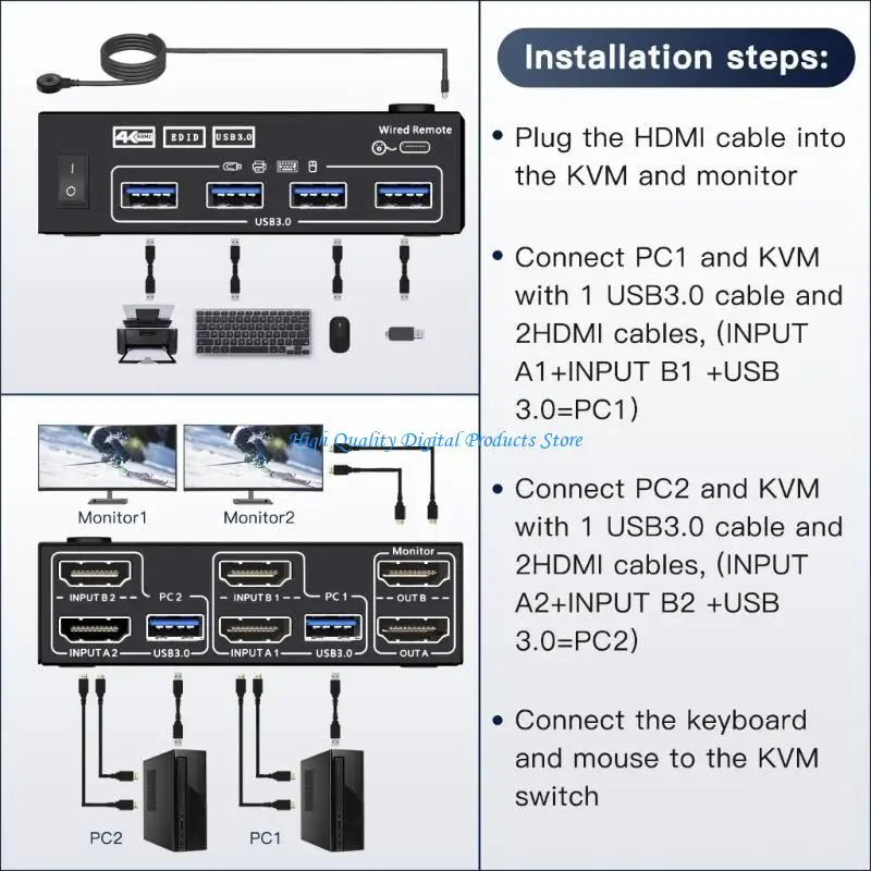 

U2JE High Resolution USB High Definition Port KVM Switcher Share Keyboards, Mouse