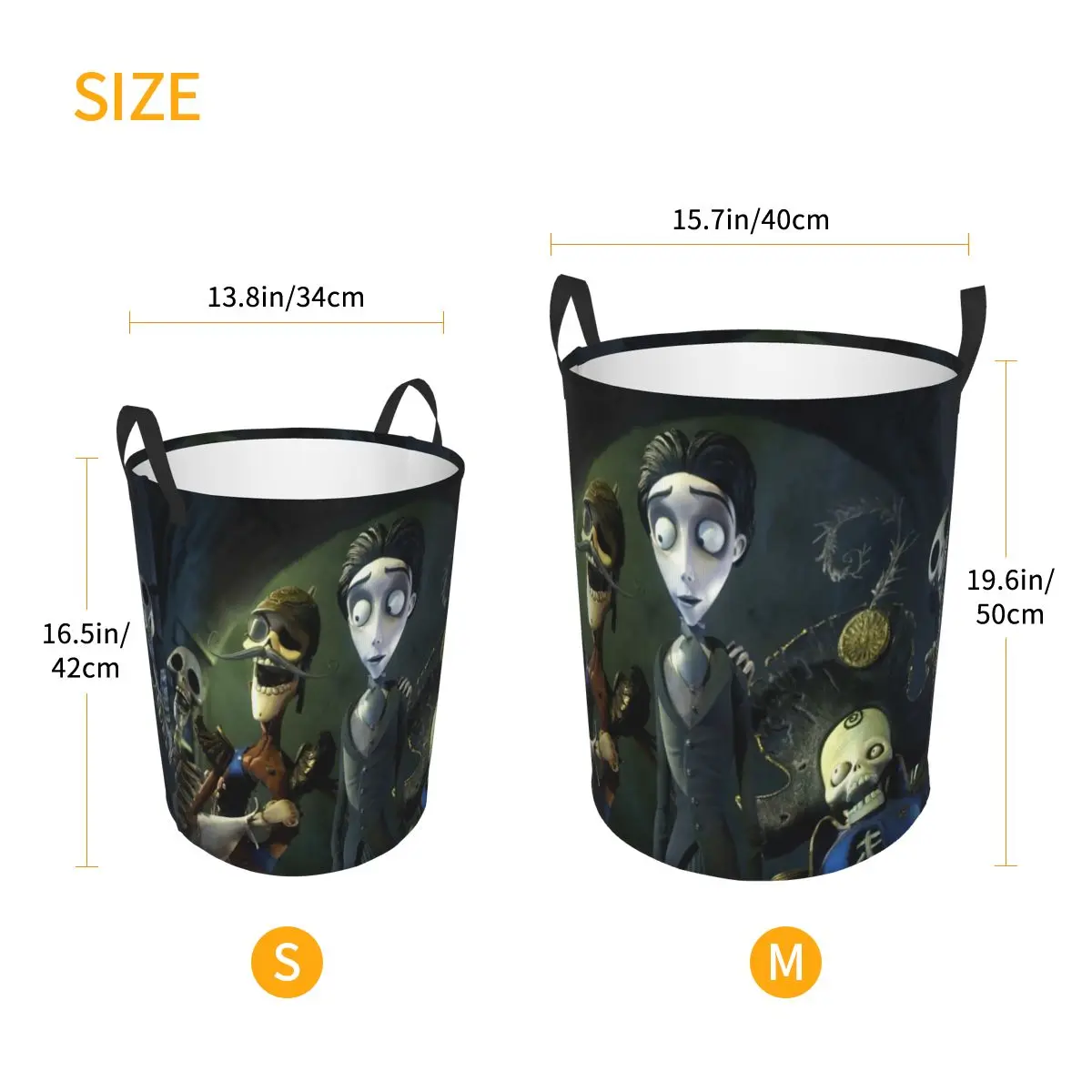 Victor And Emily Tim Burton's Corpse Bride Foldable Laundry Baskets Dirty Clothes Home Organizer Large Waterproof Hamper For Kid