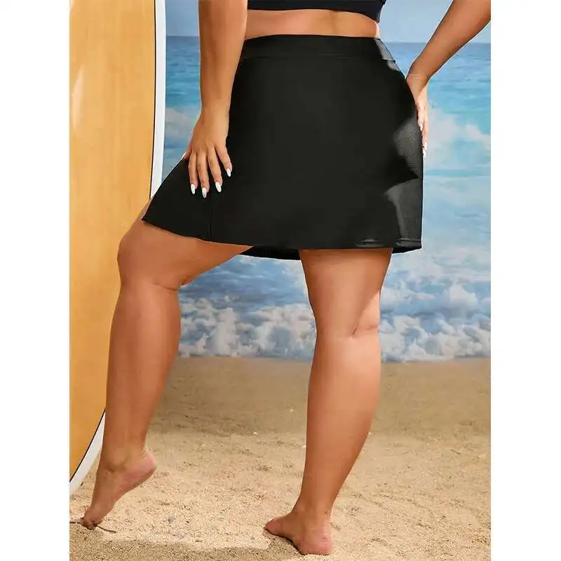 새로운 플러스 사이즈 스플릿 수영복, 여성용 섹시 비키니 3피스 세트, 단일 품목, 솔리드 컬러, 하이 엔드 느낌, 스커트 수영복