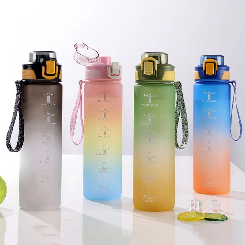 1 Liter Sports Water Bottle with Time Marker Leak-proof Cup Motivational Portable Water Bottle for Outdoor Sport Fitness