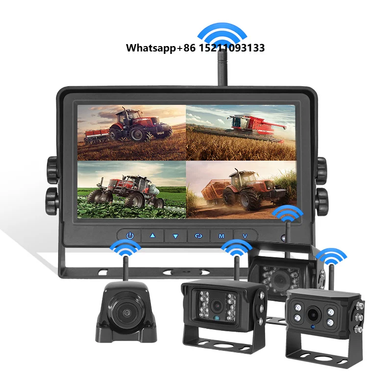 Digital HD 1080P Wireless Car Backup  with 7 Inch 4ch Quad Display Recorder for RV/SUV/Van/Pickup/Truck