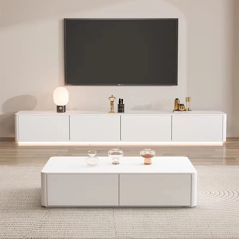 Modern Living Room TV Cabinet White White Lacquer TV Floor Consoles Cabinet Portable Fernseher Schrank Home Furniture MQ50DS