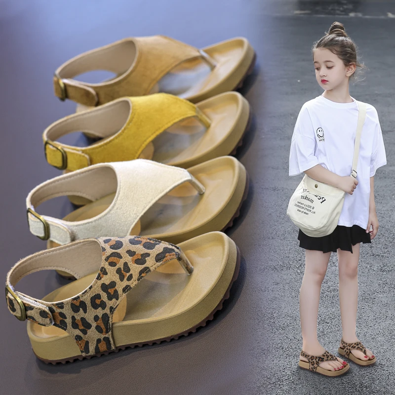 

Kids Sandals Platform Leopard Print Flip Flops for Girls Summer Fashion Beach Casual Shoes Thick Sole Girls Slippers Sandals