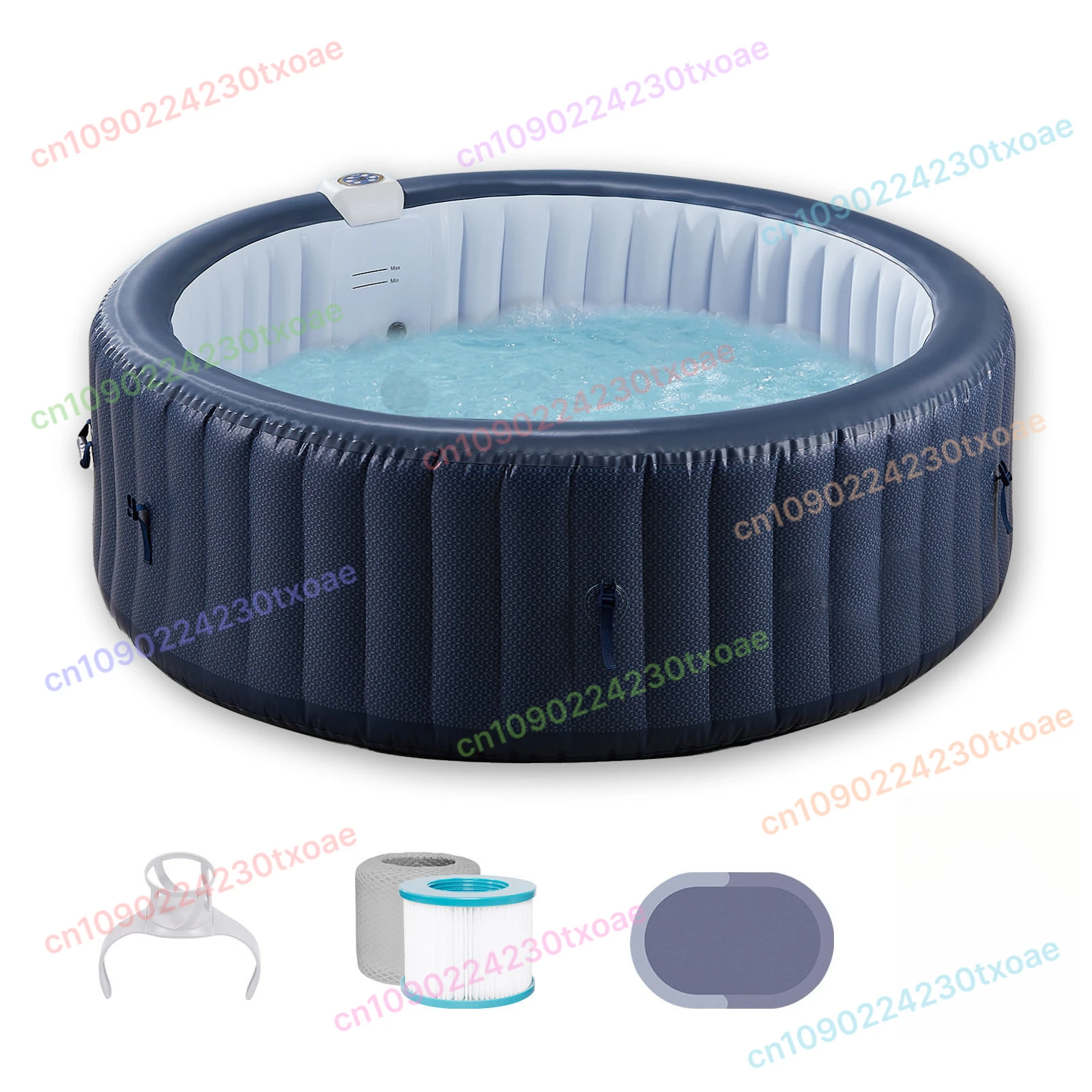 Foldable Inflatable Hot Tub Spa for Outdoor Garden, with Bubble Jets Heater Pump and Portable PVC Massage Pool