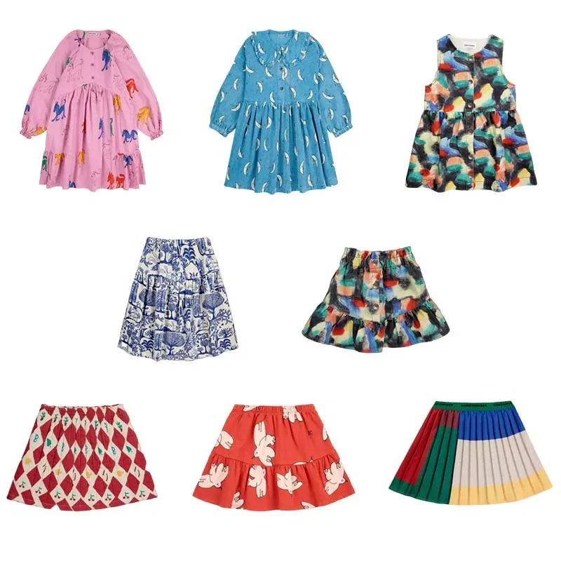 

Dress for Children 2024 Autumn Girls Cartoon All-over Print Casual Skirt 1-13 Years Old Baby Princess Dress