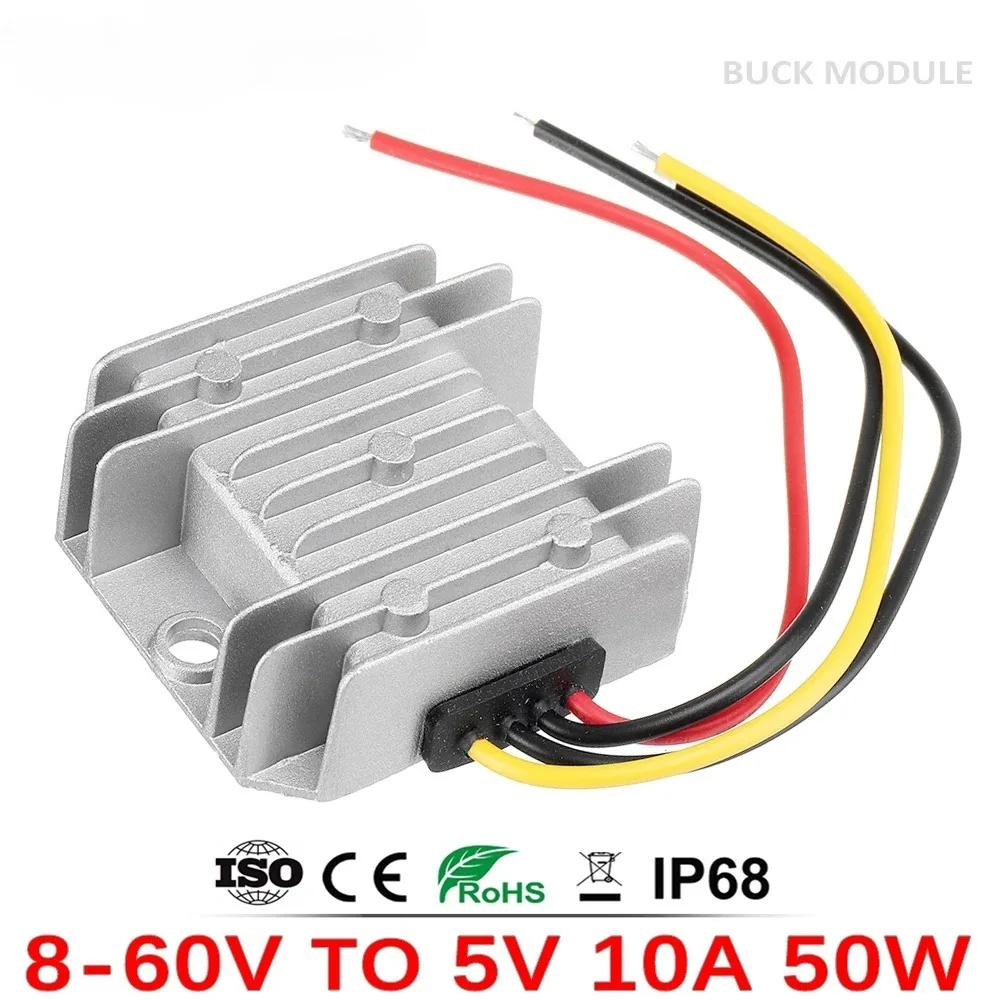 8-60V to 5V 10A 12V 24V 36V 48V to 5V 50W DC DC Converter Buck Module Step-down Power Supply for Car LED