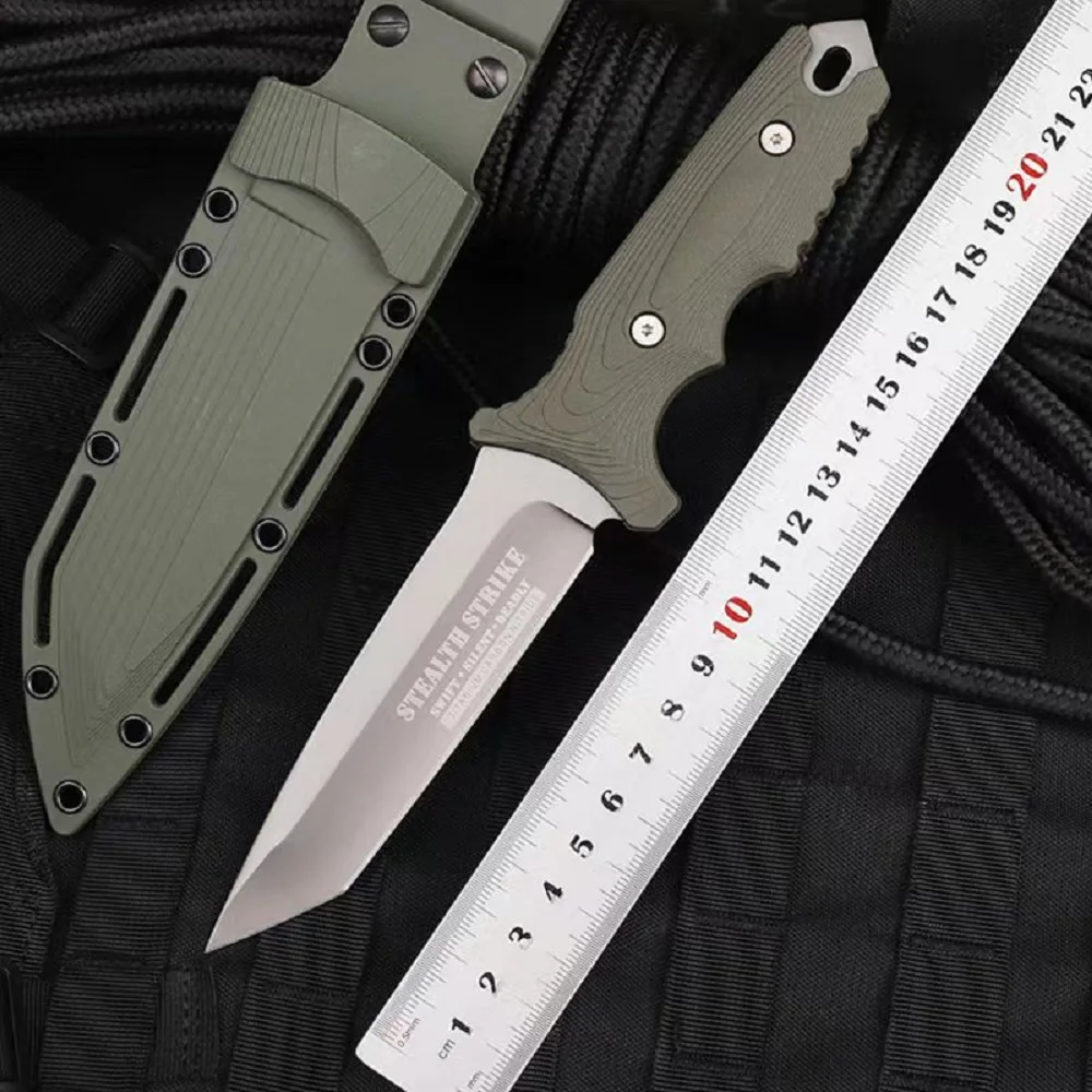 Outdoor camping straight knife, portable high-hardness knife, multi-functional mountaineering knife, survival knife tactical kni