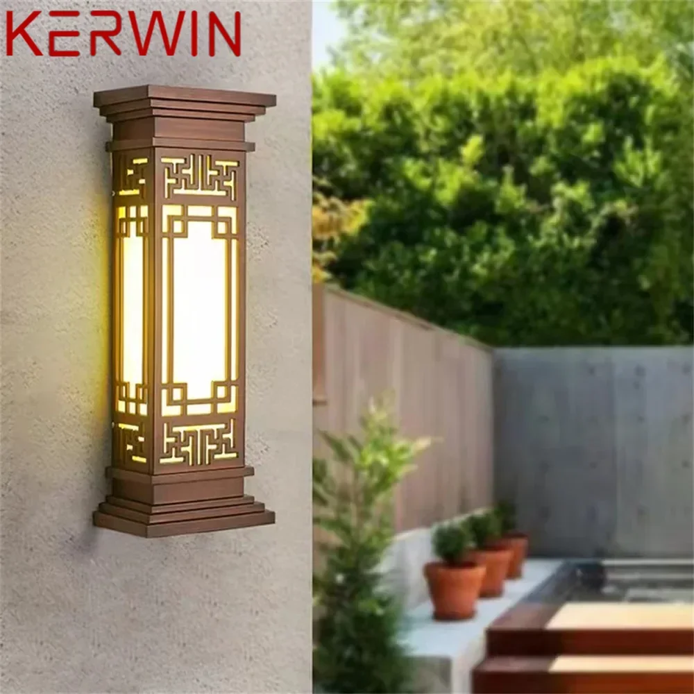 KERWIN Outdoor Light LED Chinese Style Wall Sconces Lamp Waterproof for Home Balcony Classical