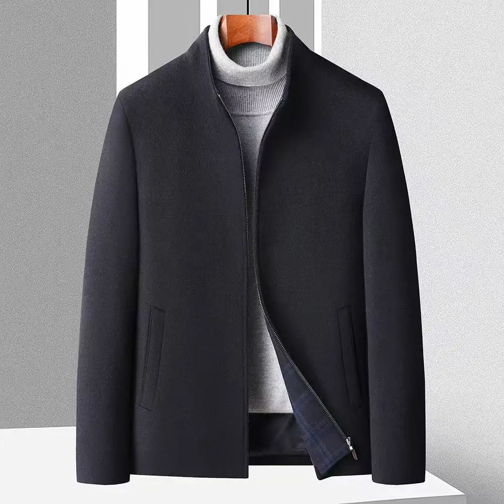 

High-quality and fashionable wool jacket, men's executive jacket, new autumn business casual top, stand-up collar short coat