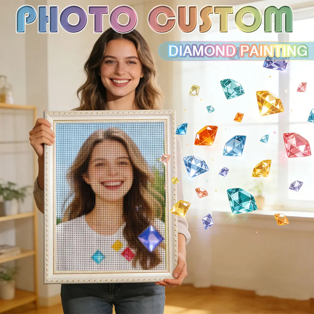 HUACAN Mosaïque Diamant 5D Personnalisée Photo Décoration Maison Strass Images DIY Personnalisées Complètes Carrées Rondes Artisanat Artistique