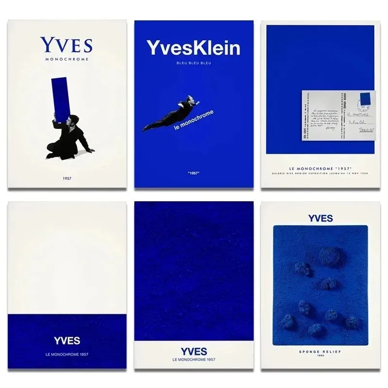 Poster Yves Klein 1957 Monochrome Blue Poster  Canvas Painting Wall Art for Home Room Aesthetic Art Wall Decor