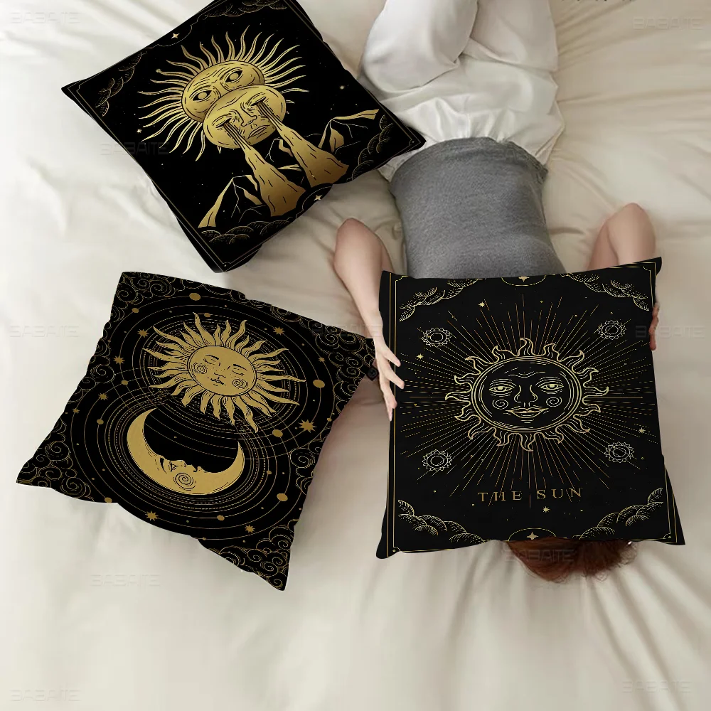 The Sun Moon Tarot Card Pillowcase Toon Gift Cushion Cover Bedroom Home Sofa Chair Seat Decor Pillow Case