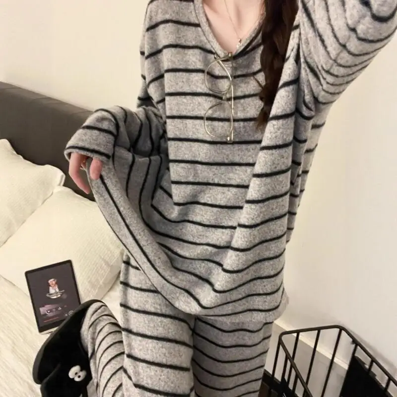 منامة جديدة الكورية نمط الفتيات الطلاب لينة الخريف والشتاء بنطلون بأكمام طويلة ملابس المنزل أسلوب بسيط بدلة دافئة غير رسمية #1