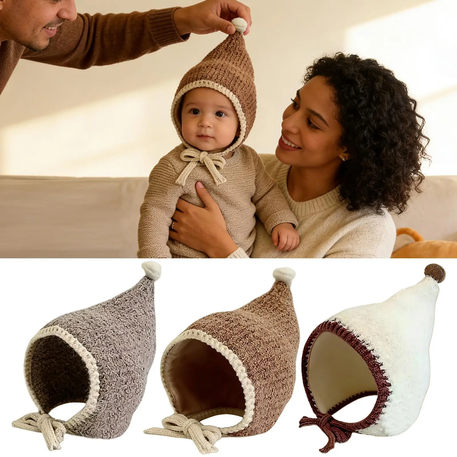 

Kids Knit Hat Ear Protection Anti-Slip Drawstring Caps Kids Winter Hat for Boy Girl Indoor Outdoor Everyday Occasion Home Cold