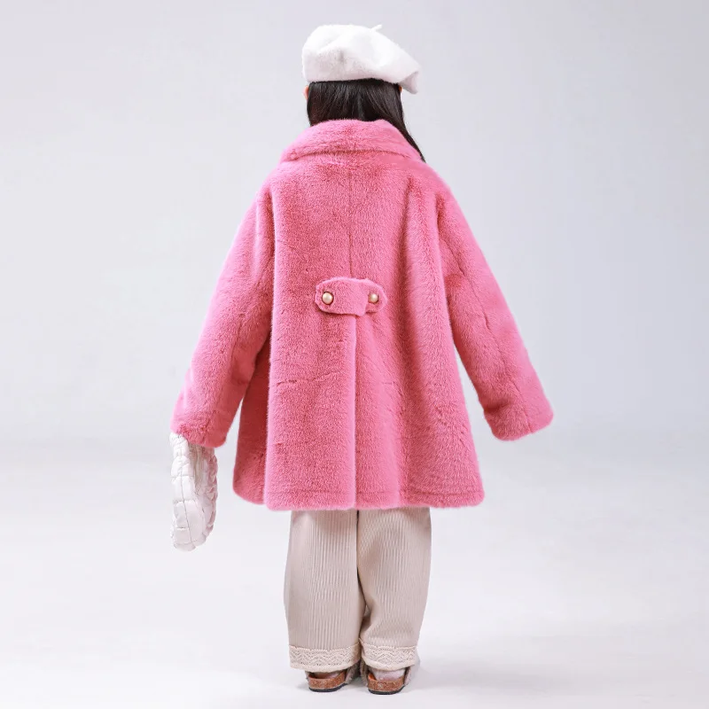 Winter Children's Imitation Mink Fur Fur Coat A-Line Version Thickened Warm Fur Coat Fur Integrated Girls' Doll Shirt