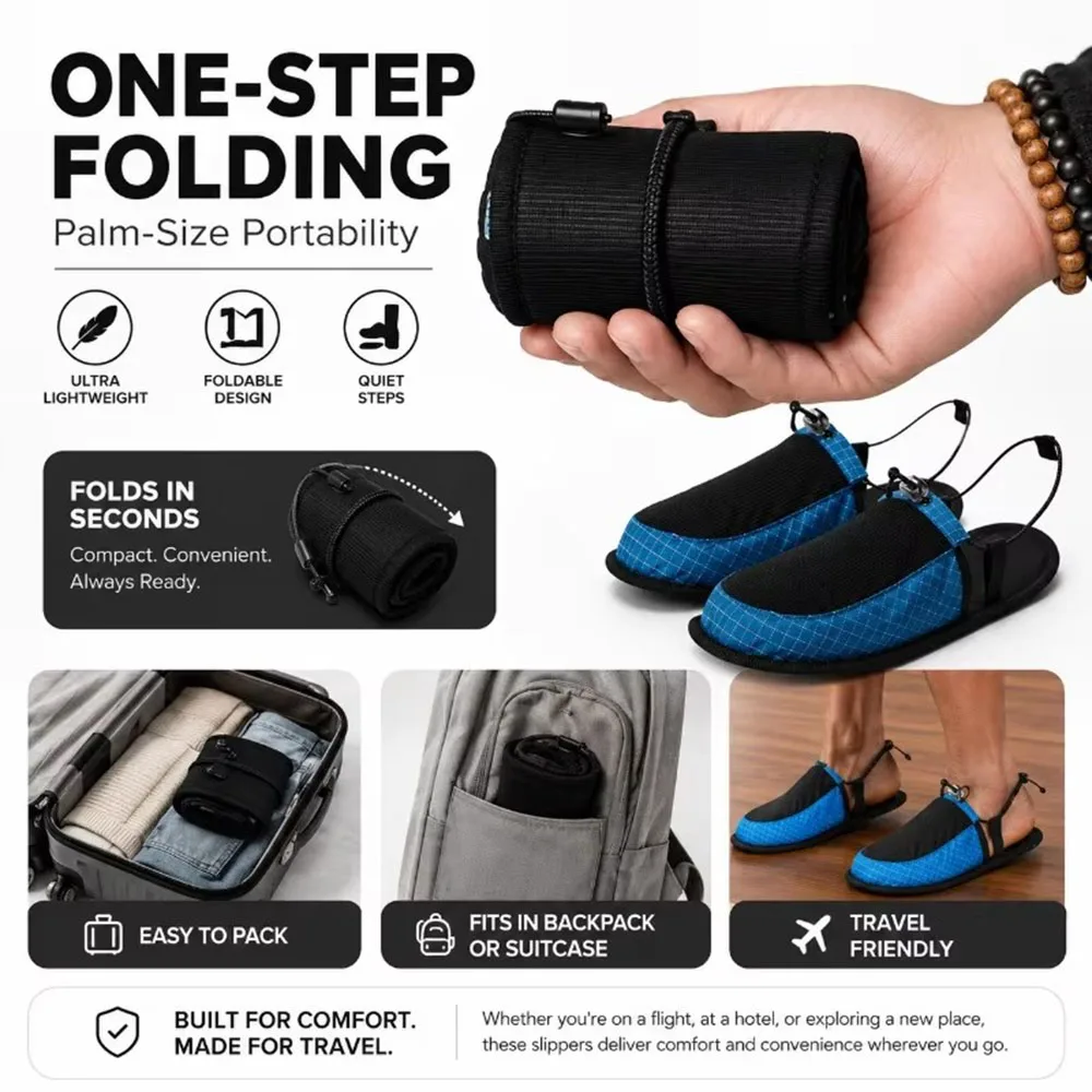 Foldable Quick Dry Water Slippers Anti Slip Barefoot Wading Shoes Lightweight Travel Beach Camp Hotel Portable Outdoor Sandals