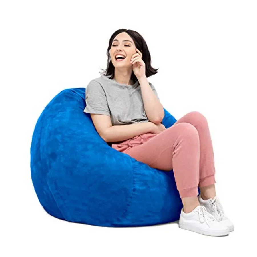 Saxx 3 Feet Bean Bag Chair with Removable Cover for living room use, polyester fabric, gray, ultra-soft and machine-washable