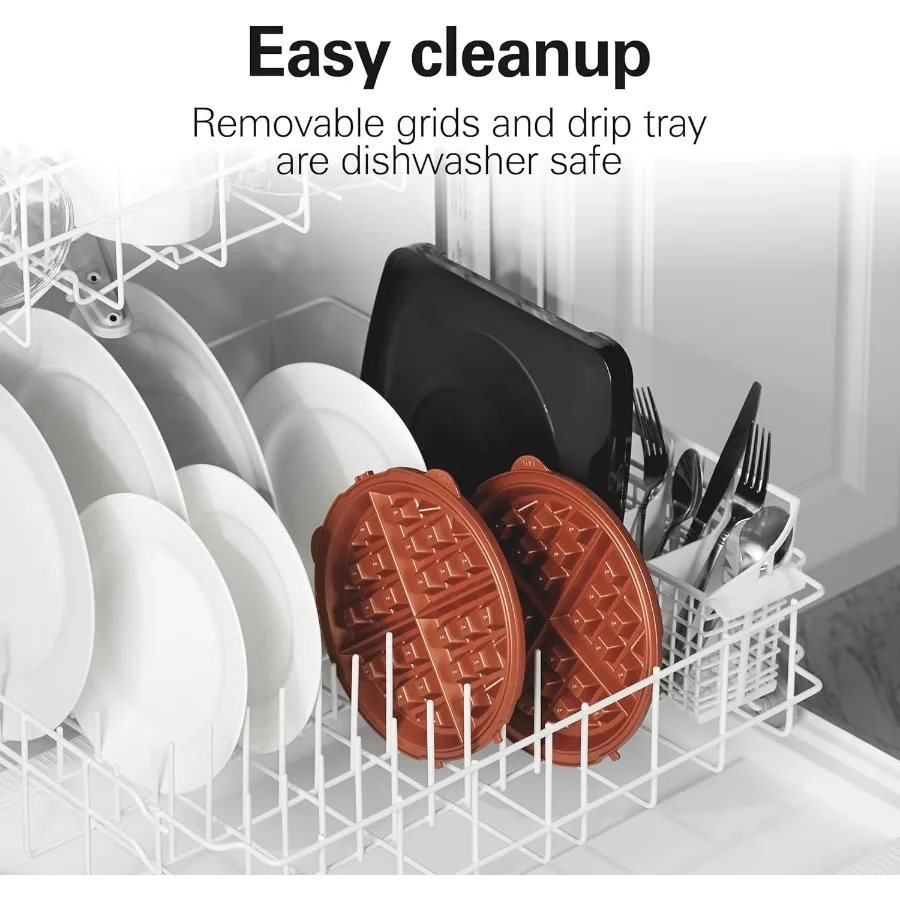 صانع الوافل البلجيكي مع أطباق مطلية غير لاصقة خالية من مادة PFAS قابلة للإزالة لسهولة الوجه والتنظيف تتميز بالسيراميك المتين